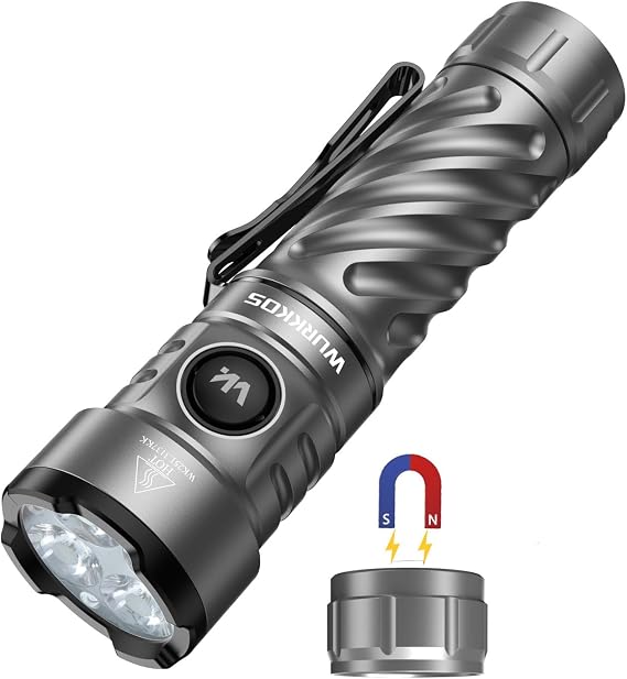 Wurkkos TS26 3470lm Rechargeable LED Flashlight, IPX8 Waterproof | 5000mAh battery, 194m beam distance, aircraft-grade aluminum, dual operation modes, compact EDC for camping and emergency
