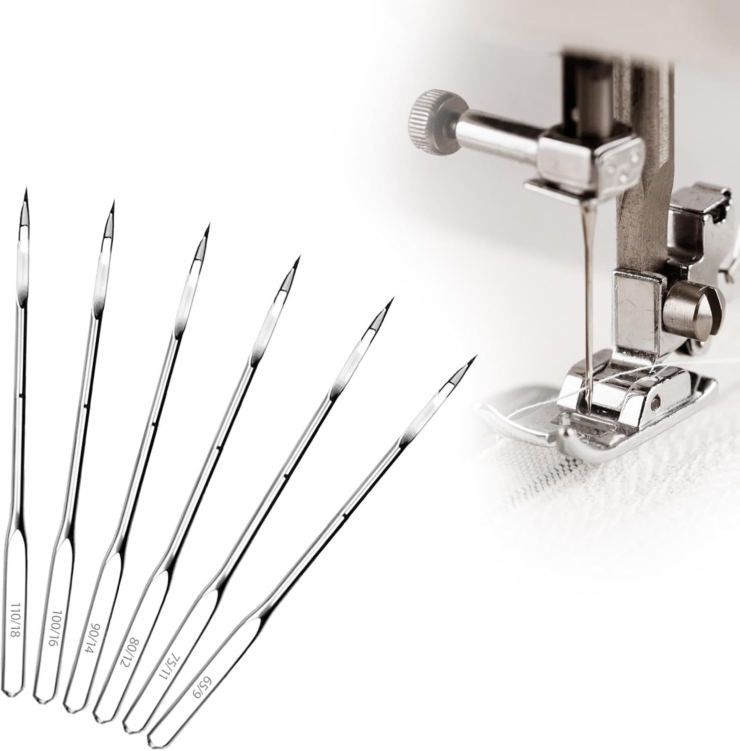 80 Pcs Sewing Machine Needles, Universal Sewing Machine Accessories for Singer Brother Janome Varmax Home Sewings Machines, 6 Sizes 659,7511,8012,9014,10016,11018