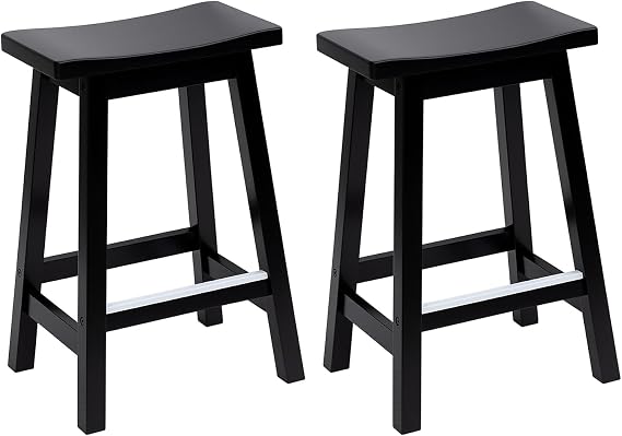 PayLessHere | 24" Wooden Bar Stools | Black | Set of 2