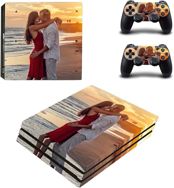 Custom Vinyl Skin Sticker Decal Cover for PS4 Pro Console and Controllers, Personalized Gaming Console with Your Photos