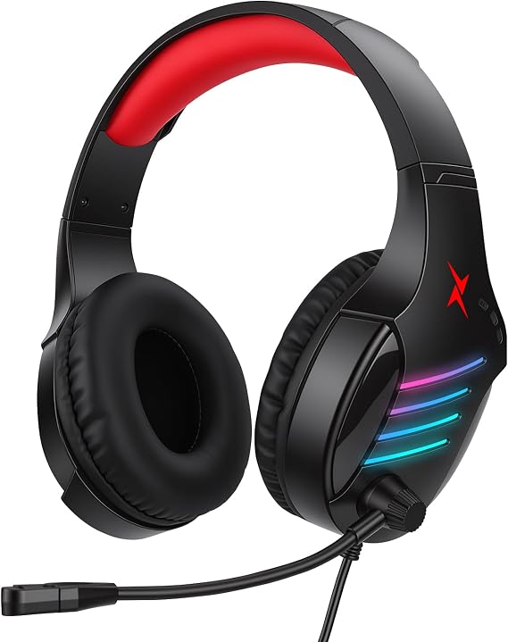 XFIRE-GEAR Gaming Headset with Microphone for Pc, Xbox One Series X/s, Ps4, Ps5, Switch, Stereo Computer, Laptop, Mac, Nintendo Gamer Best Gift for kid’s(Black+Red)