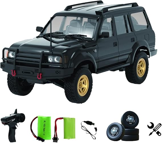 WPL D-54 1/16 Scale RC Crawler Car RTR 4WD Off-Road Truck With LED Headlights, Simulated Differential, Independent Suspension 2.4G Remote Control Pickup Vehicle For Adults