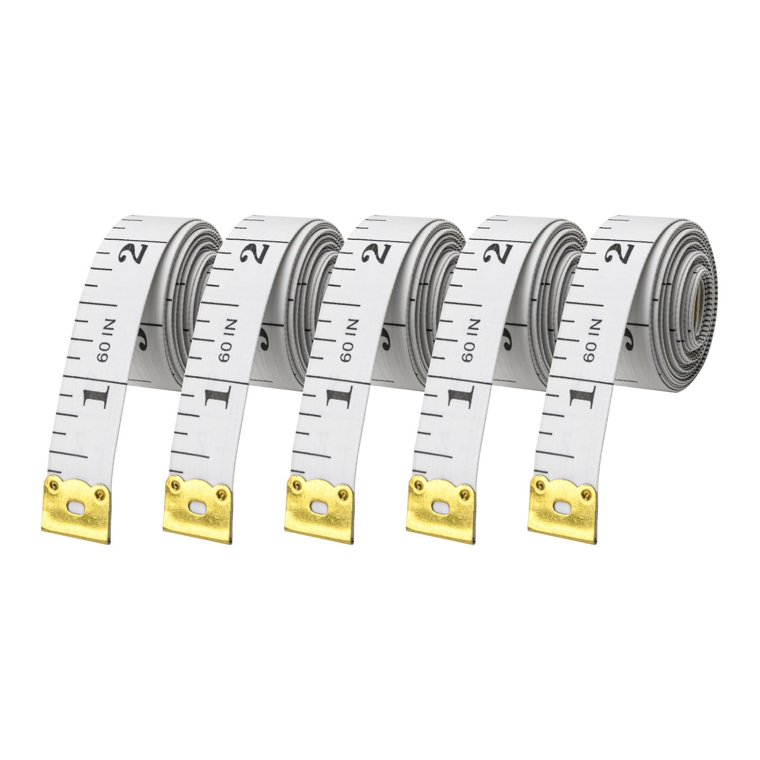 5 Pcs Flexible Tape Measure, 150cm60 inch, Pack of 5, Accurate Dual Scale Standard & Metric Measurements Tape,Soft Measuring Tape for Body, Weight Loss Sewing Tailor Craft Ruler White