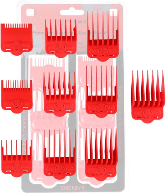 Supreme Trimmer Magnetic Hair Clipper Guards 10 Guide Combs CMG100 Red