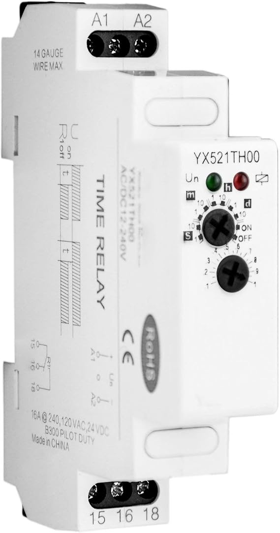 Mini Power ON Delay Time Relay 0.1 s - 10 days AC 220V Timer Relay Cycle Delay Timer Relay Switch for Industrial Control 16A DPDT