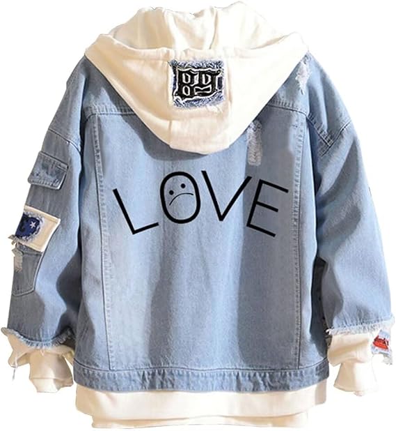 KPOP Rapper Denim Jacket Jeans Love Printed Fashion Sport Hip Hop Hoodie