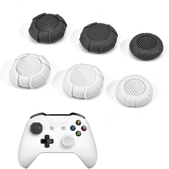 DLseego 6PCS Thumb Grips Caps for Xbox One X S PS5 PS4 PlayStation DualSense Switch Pro Wireless Controller Steam Deck, Soft Silicone Original Anti-Slip Button Cap Joystick Cover - Gray Black