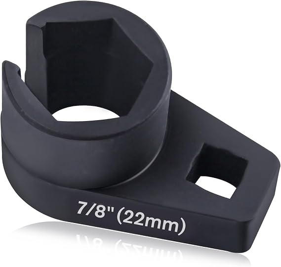Offset O2 Sensor Socket, 7/8-Inch (22mm) with 3/8-Inch Drive, Universal Oxygen Sensor Wrench for Car Oxygen Sensor Removal, 6-Point O2 Sensor Tool with Wire Gate, Preventing Damage to Wires