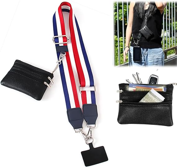 Phone Strap With Zippered Pouch, Universal Lanyard Crossbody Wrist Strap With Wallet, Adjustable