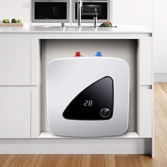 Mini Tank Electric Water Heater, Electric Hot Water Heater 110V 1500W, Digital Display Water Heater for Instant Hot Water Under Kitchen Sink Counter Cupboard