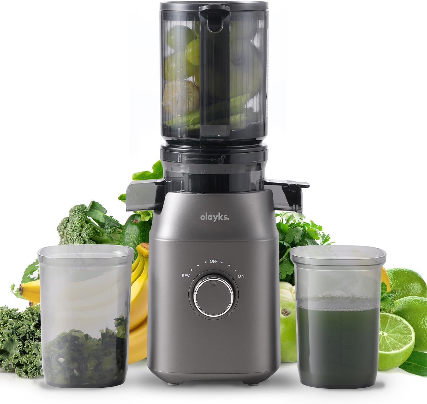 Juicer Machines, Cold Press Juicer with 4.3 Large Feed Chute Fit Whole Fruit and Vegetable, Masticating Machine with Juice Recipe, Self Feeding Effortless for Batch Juicing,Easy to Clean