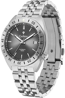 CADISEN New NH35 Movement Casual Watch 38.5MM Dial Mens Imported Mechanical Stainless Steel Watch Waterproof 100m Night Fluorescent Calendar Display c8230