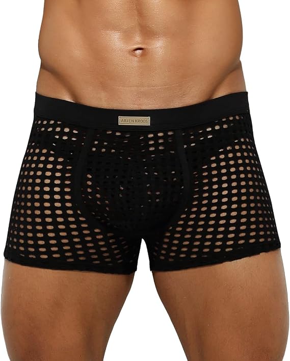 Arjen Kroos Men's Sexy Trunks Sheer Mesh Underwear Novelty Low Rise Lingerie