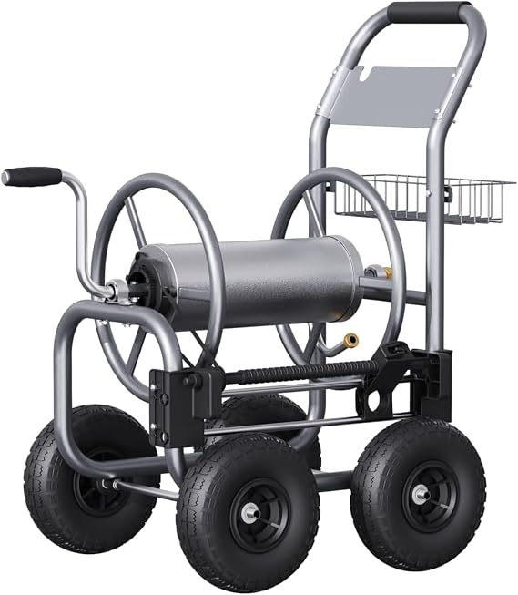 Giraffe Tools Garden Hose Reel Cart with Wheels,250FT 5/8" Hose Capacity | Heavy Duty,Industrial Hose Reels for Outside,Hose Guide Pre-Installed,Weather Resistant,Large Capacity,Hose Guide System