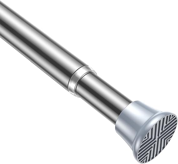 AIZESI Tension Rod 24-46 inch,Tool-Free No Drill Spring Curtain Rod, Silver