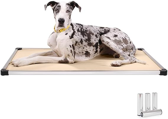 K9 Ballistics Chew Proof Armored Padded Dog Crate Bed, Virtually Indestructible, Legs Included (Sandstone, Large (41" L x 27" W x 5" H))