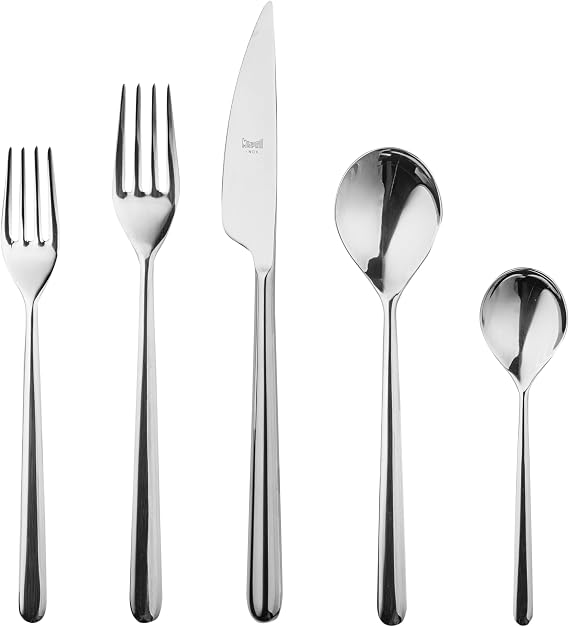 MEPRA 104822005 Linea 5 Pcs Place Setting - Stainless Steel Tableware, Dishwasher Safe Cutlery | Stainless Steel Tableware, Dishwasher Safe Cutlery