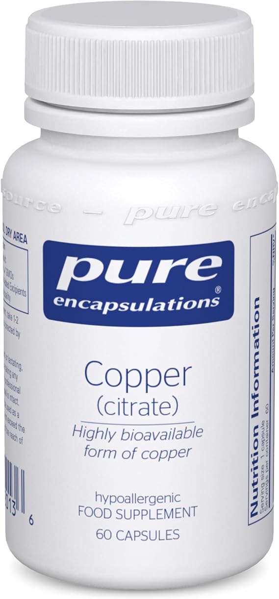 Pure Encapsulations Copper (Citrate), 60 Vegetarian Capsules