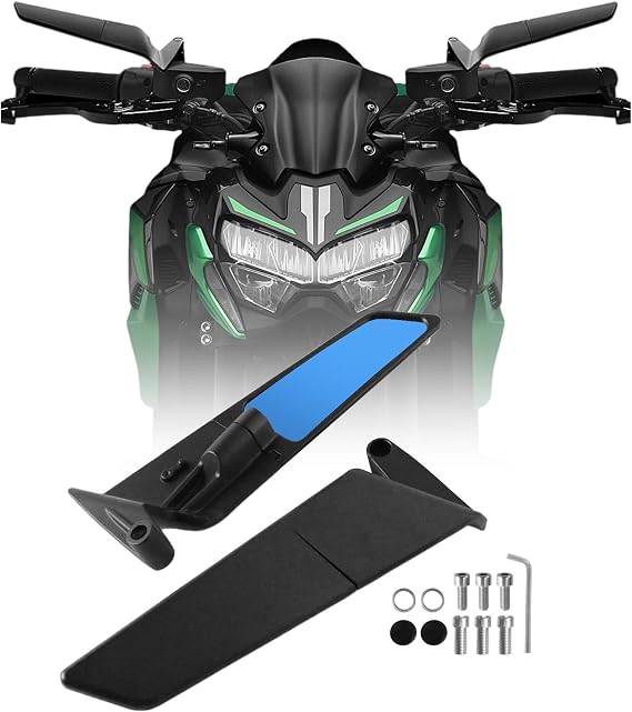 PACEWALKER Motorcycle Mirrors Universal Anti-glare Rotatable Stealth Wind Wing Side View Mirrors for Kawasaki Z400 Z650 Z900 Z1000 Duke 125 200 250 390 690 790 1290 Yamaha MT, HONDA, SUZUKI(8mm 10mm)
