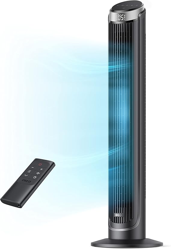 DREO Tower Fan for Bedroom, 90 Oscillating Fans that Blow Cold Air