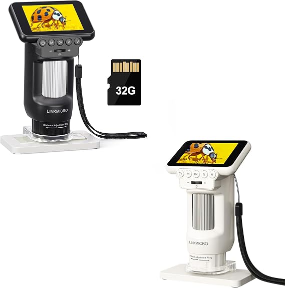 LM013 Microscope for Kids Adults, Portable Science Kit for Kids 8-12 with 2.8" Screen, 120X Magnification with Slide Holder, 32GB SD Card
