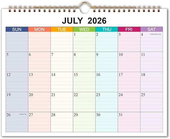 2026-2027 Calendar - Wall Calendar 2026-2027 Runs from Jul 2026 to Dec 2027, 18 Months Calendar with Thick Paper for Planning and Organizing for Home or Office, 8.5 x 11 Inches, Colorful