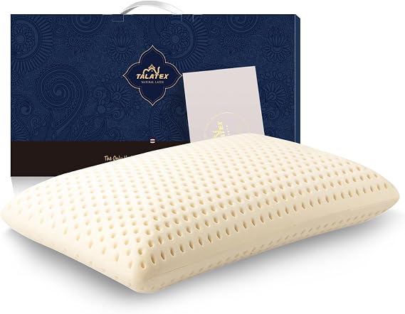 Talatex Talalay Latex Pillow 100% Natural Premium Latex Pillow, Helps Relieve Pressure, No Memory Foam, Perfect Package Best Gift with Removable Tencel Cover (Medium, King(85×40×15cm))