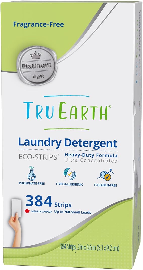 Tru Earth Platinum Laundry Detergent Sheets, Fragrance Free, 384 Strips