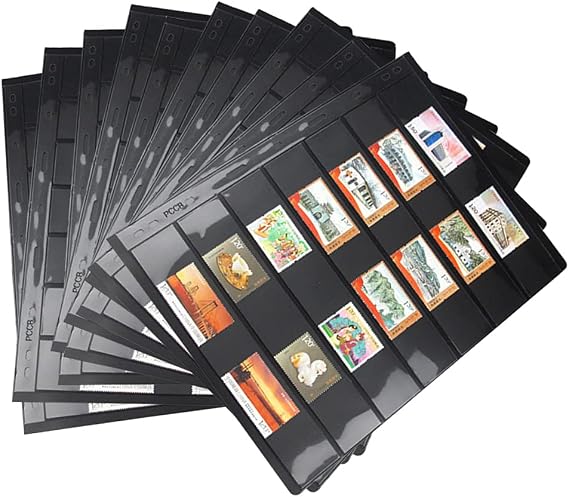 Stamp Stock Pages Sheets Double Sided Stamp Album Stock Pages with 9 Binder Holes Pack of 10 Pages Set Classic Stamp Album