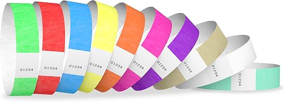100 WristCo Tyvek Wristbands for Events 10-Color Variety Pack | Tamper-Proof Design Prevents Reuse Premium-Grade Bracelets for Hospital & Medical ID, Party, VIP Identification