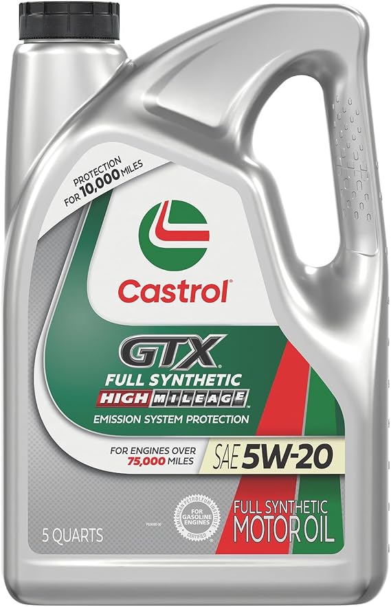 Castrol GTX Full Synthetic High Mileage 5W-20 Motor Oil, 5 Quart