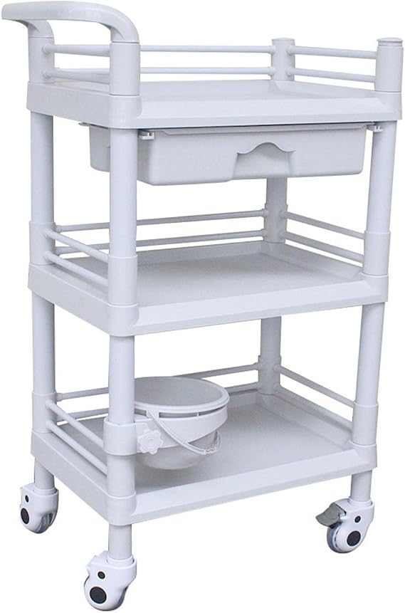 Rolling Utility Cart, Hospital Office Laboratory Trolley with 1 Drawers 3 Tier Esthetician Cart with Wheels for Beauty Salon SPA Commercial Hospital Office Lab Cart,A2,M