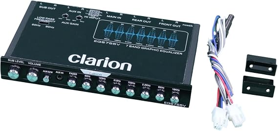 CLARION EQS755V 7 Band Car Audio 1/2-DIN Size Car Graphic Equalizer / Crossover Front 3.5mm Auxiliary Input Rear RCA Auxiliary Input High Level Speaker Input