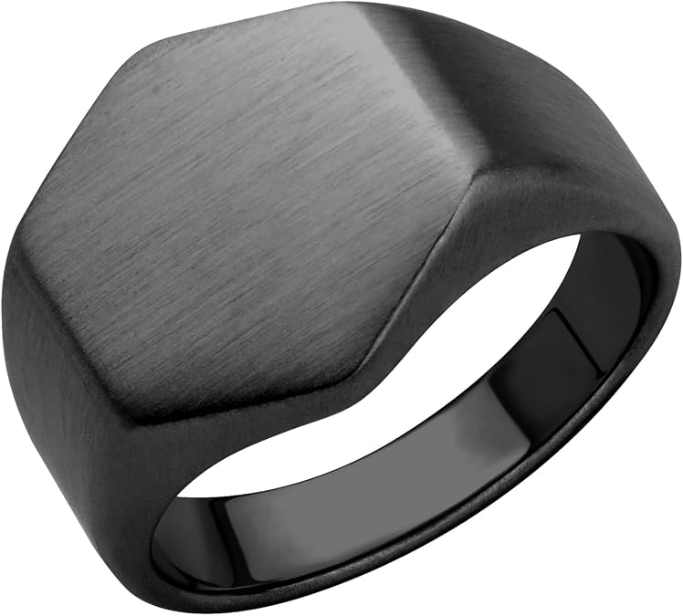 555Jewelry Stainless Steel Solid Plain High Polish Round Signet Ring for Men
