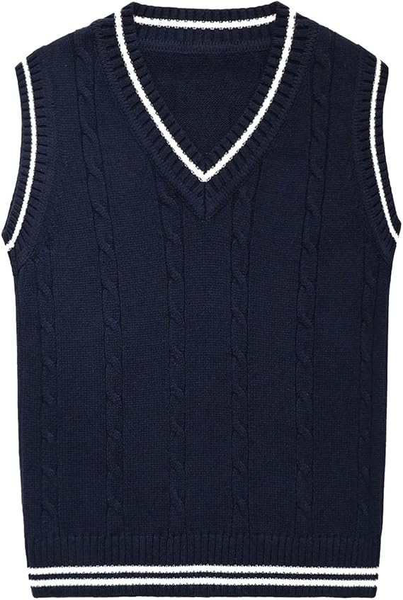 Baby Boys Girls V Neck Knitted Sleeveless Pullover Sweater Vest Toddler School Uniform Waistcoat Tops