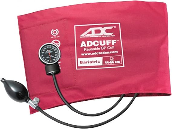 ADC Diagnostix 720 Premium Professional Pocket Aneroid Sphygmomanometer | Features our two-piece Adcuff, Large Adult size in Burgundy (fits limbs 34-50cm). Includes zippered storage case.