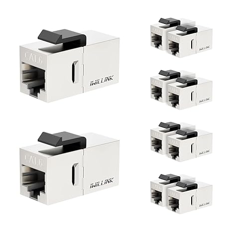 iwillink 10Gbps CAT6 Coupler RJ45 Keystone Shielded Coupler 10-Pack, Ethernet Coupler, Female to Female Keystone Jack, STP Keystone Insert for Cat6/Cat5e Cable