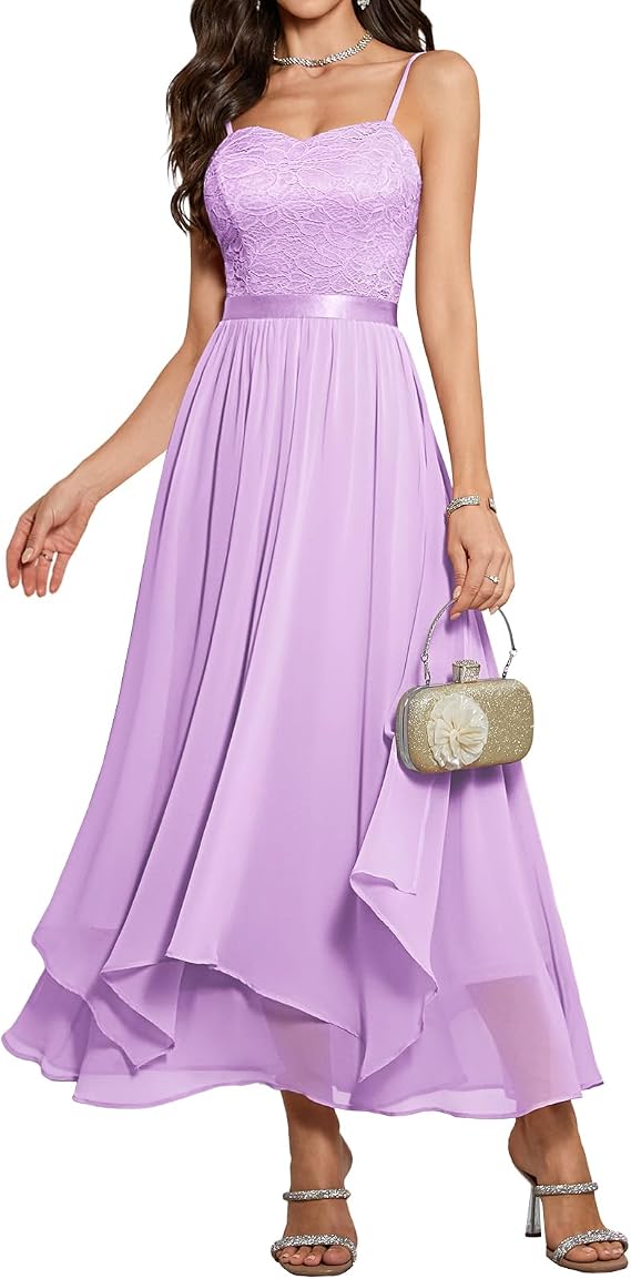 HomRain Semi Formal Long Dresses for Women Wedding Guest, Teen Cocktail Dress V-Neck for Prom, Graduation, Evening, Gala