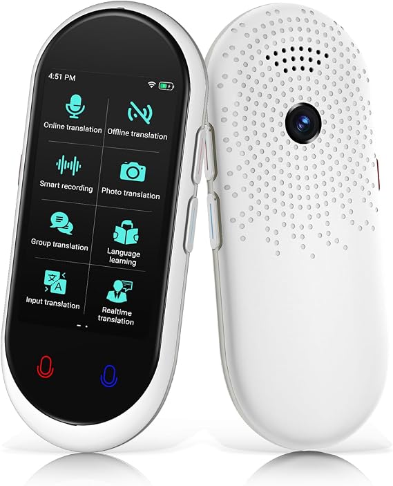 Language Translator Device, Portable Translator No WiFi Needed, Offline Voice Photo Translation, 137 Languages Supported, High Accuracy Translator Device for Travel Business Learning (White)