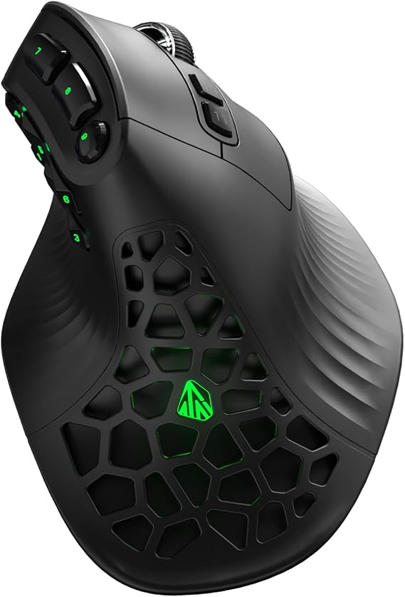 SOLAKAKA E9 PRO Ergonomic Vertical MMO Mouse with 10 Side Buttons,Black | 24800 DPI,45 Vertical Grip,Tri-Mode 2.4G/BT/USB-C,RGB,Web Driver,Programmable Macros for PC/Mac