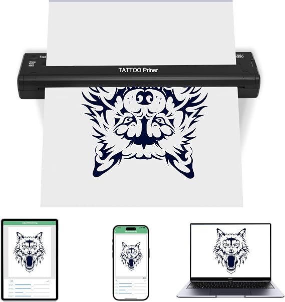YILONG Tattoo Stencil Printer, Bluetooth Thermal Transfe Machine - Portable ATS886 Tattoo Printer Machine for Artists & Beginners Supplies,Compatible with Smartphone/Pc