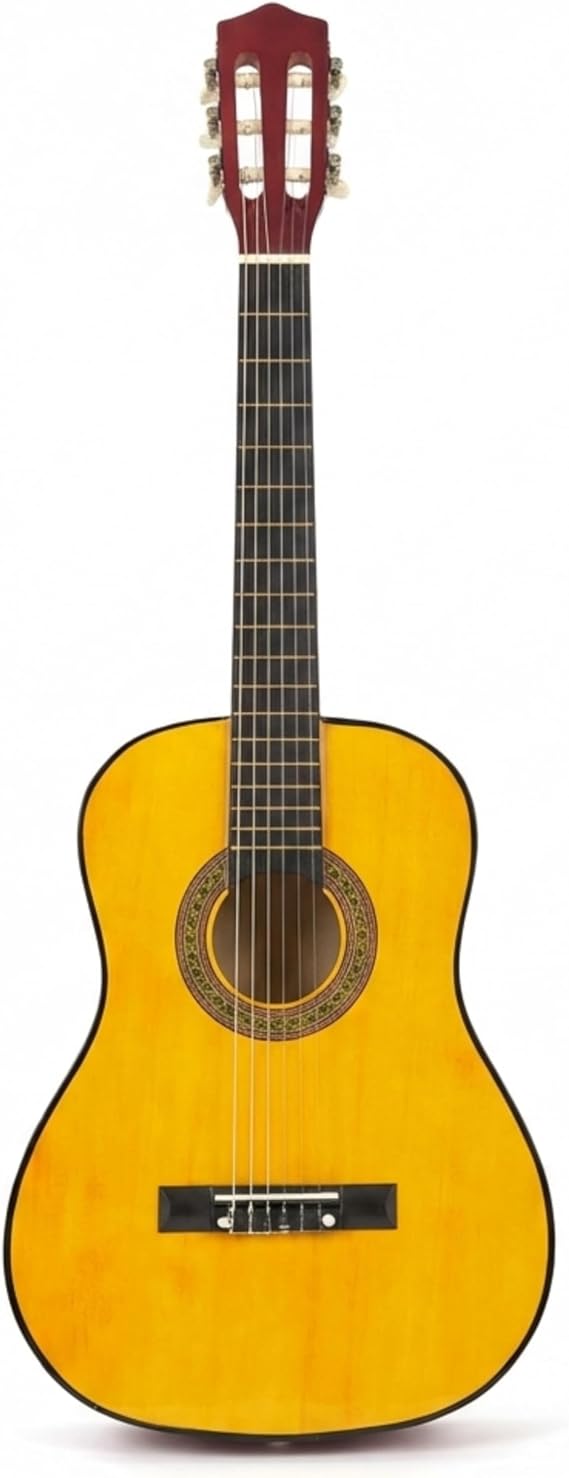 Music Alley 34 Inch Junior Classical Guitar for Kids, Natural | Nylon string classical beginner guitar for children with online lessons for school and home practice