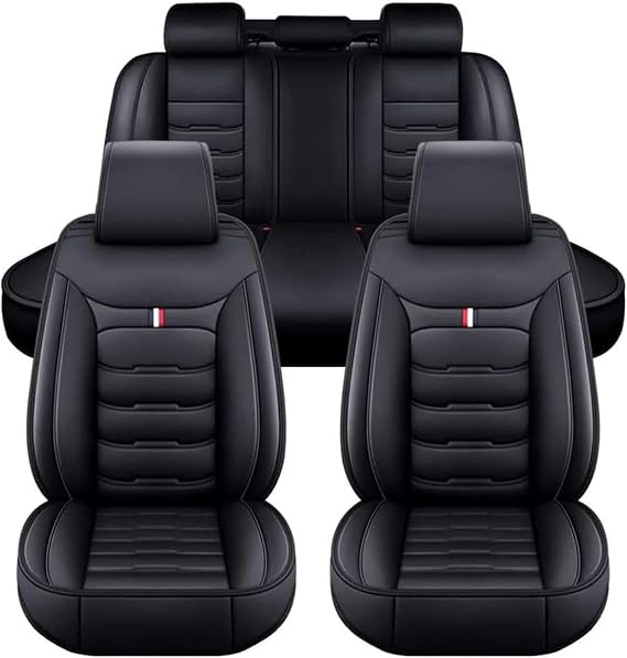 Car Seat Covers Full Set 5 Seat for Toyota Sienna (XL30) 3.Gen 2011-2016, Leather Seat Covers Luxury Seat Cover Front and Rear Seat Protectors, Leather Car Seat Covers Waterproof(A(Black))