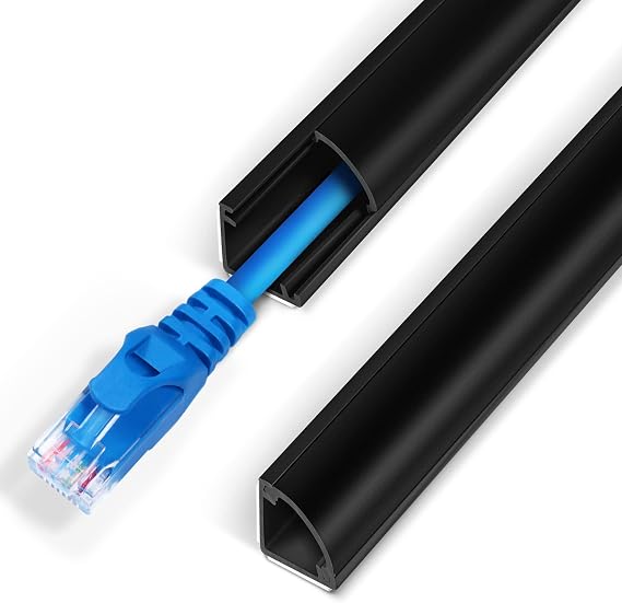 85in Corner Cable Concealer, One-Cord Corner Duct, Paintable Cord Cover, Cable Management Channel for Wall, Floor Baseboard, Ceiling, Black