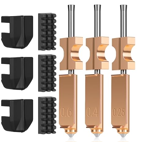 Upgraded Quick-Swap Nozzle Compatible with Flashforge AD5X 3D Printer, Detachable Rapid Heating 3D Printer Nozzle Support High Flow Printing -0.25mm+0.4mm+0.6mm