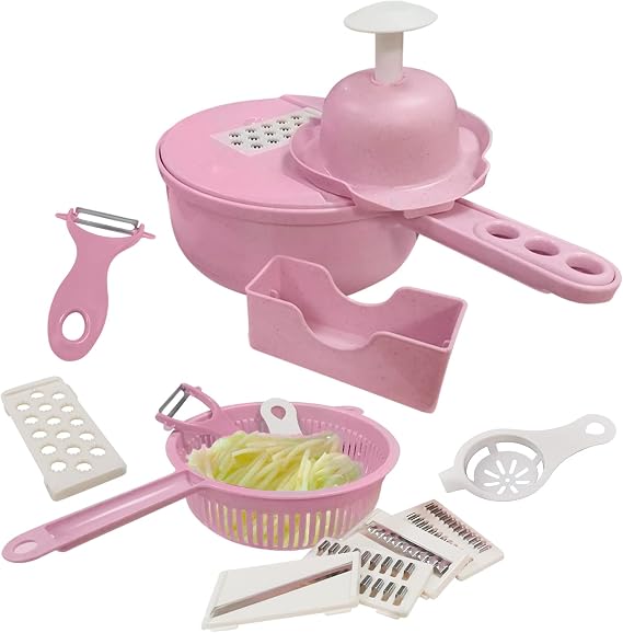 12-in-1 Food Chopper: Vegetable Cutter and Mandoline Slicer with Top Mini Food Processor Assistant Tool