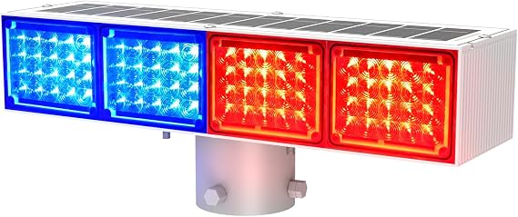 Aolyty Solar Strobe Warning Lights, 160 Red & Blue LEDs Flashing, 2 Modes | Bright Double-Sided Security Light for Construction Sites, Crossroads, Driveways, Guardrails