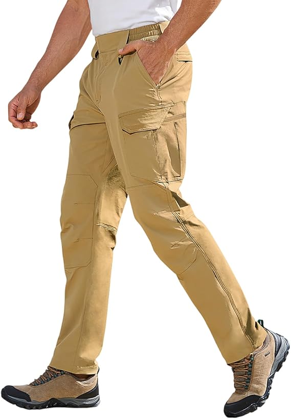 Men's Ripstop Tactical Pants Water-Resistant Military Cargo Pants Lightweight Pockets Outdoor Hiking