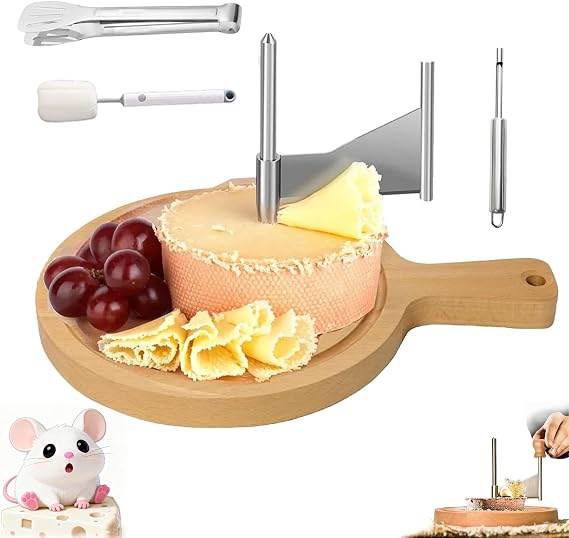 2026 New Cheese Curler Flower Maker Wheel Slicer, Cheese Curler Wheel with Lid Handle, Stainless Steel Cheeses Flower Shaver, Create Beautiful Rose-Shaped Cuts Revealing (A-B)