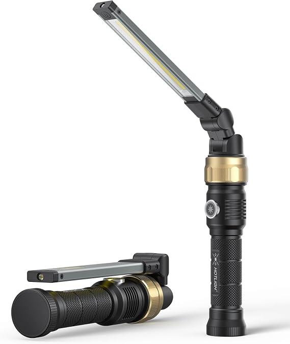 HOTLIGH Rechaegeable Work Light, 5000mAh Magnetic Flashlight with 360 Rotate Foldable Design, 1200 Lumens Led Work Light, Mechanic Light for Car Repairing/Emergency,Fathers Day Dad Gifts